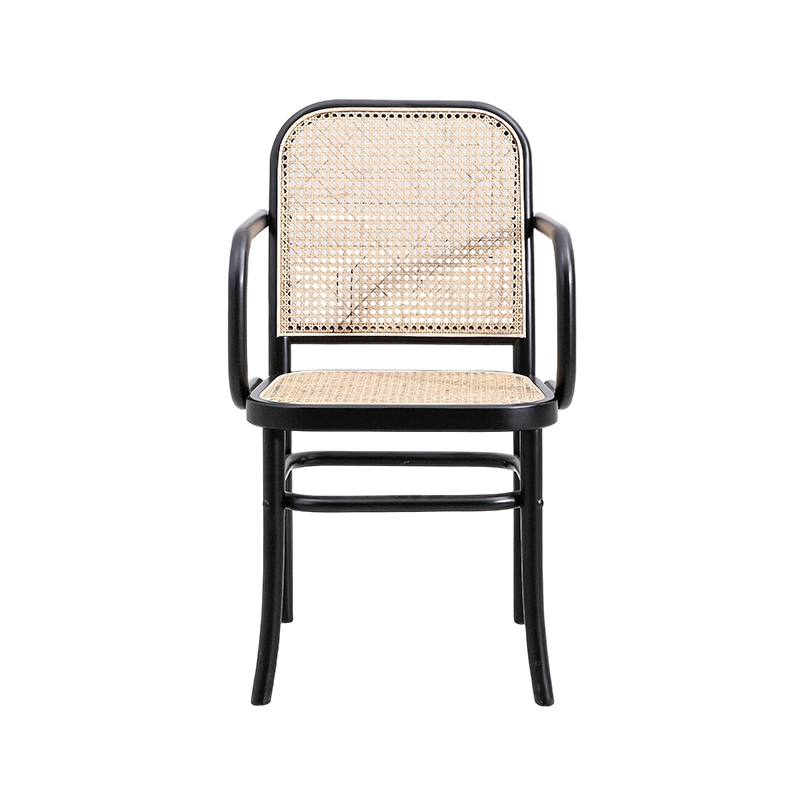 Black Frame Texta Rattan Wood Cathedra